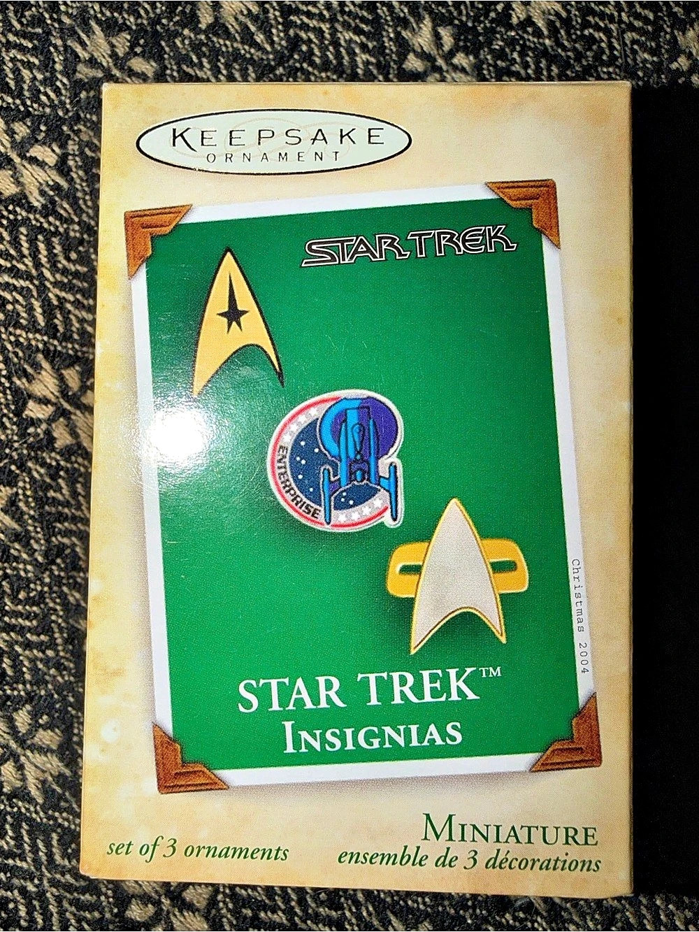 Hallmark Star Trek Insignias Miniature Set of 3 Ornaments